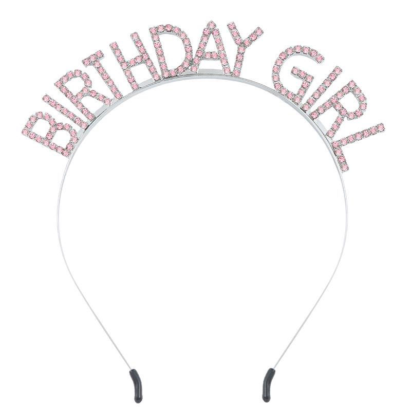 European & American Rhinestone Birthday Girl Headband: Alloy Party Gift