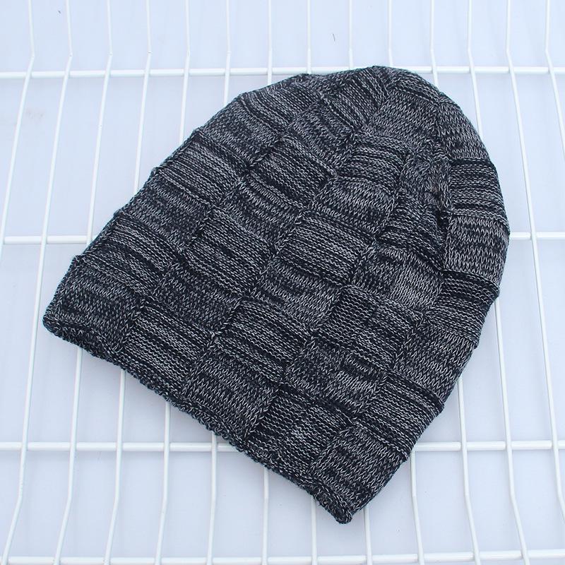 New Woolen Knitted Hat for Autumn and Winter Fashionable Checkered Solid Color Hat Outdoor Velvet Warm and Versatile Toe Cap Trendy