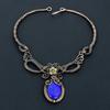 Lapis Lazuli Necklace Handmade Jewelry, 999 Copper Wire Wrapped Necklace Designer Gemstone Jewelry Adjustable Chain Necklace Gift For Mom
