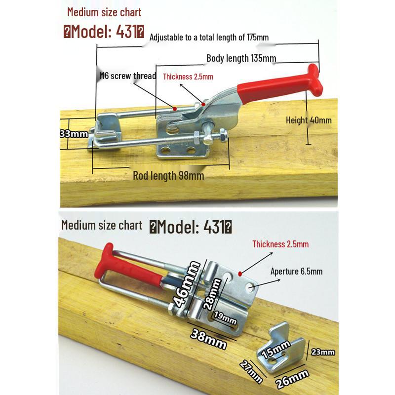 Heavy Duty 304 Stainless Steel Adjustable Snap Latch Lock Clamp Buckle