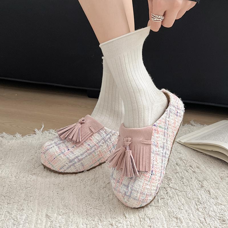 Fashion Temperament Small Fragrant Wind Pink Thick Bottom Baobao Slipper Female Summer Outside Wear 2025 New Retro Increase Half Slipper