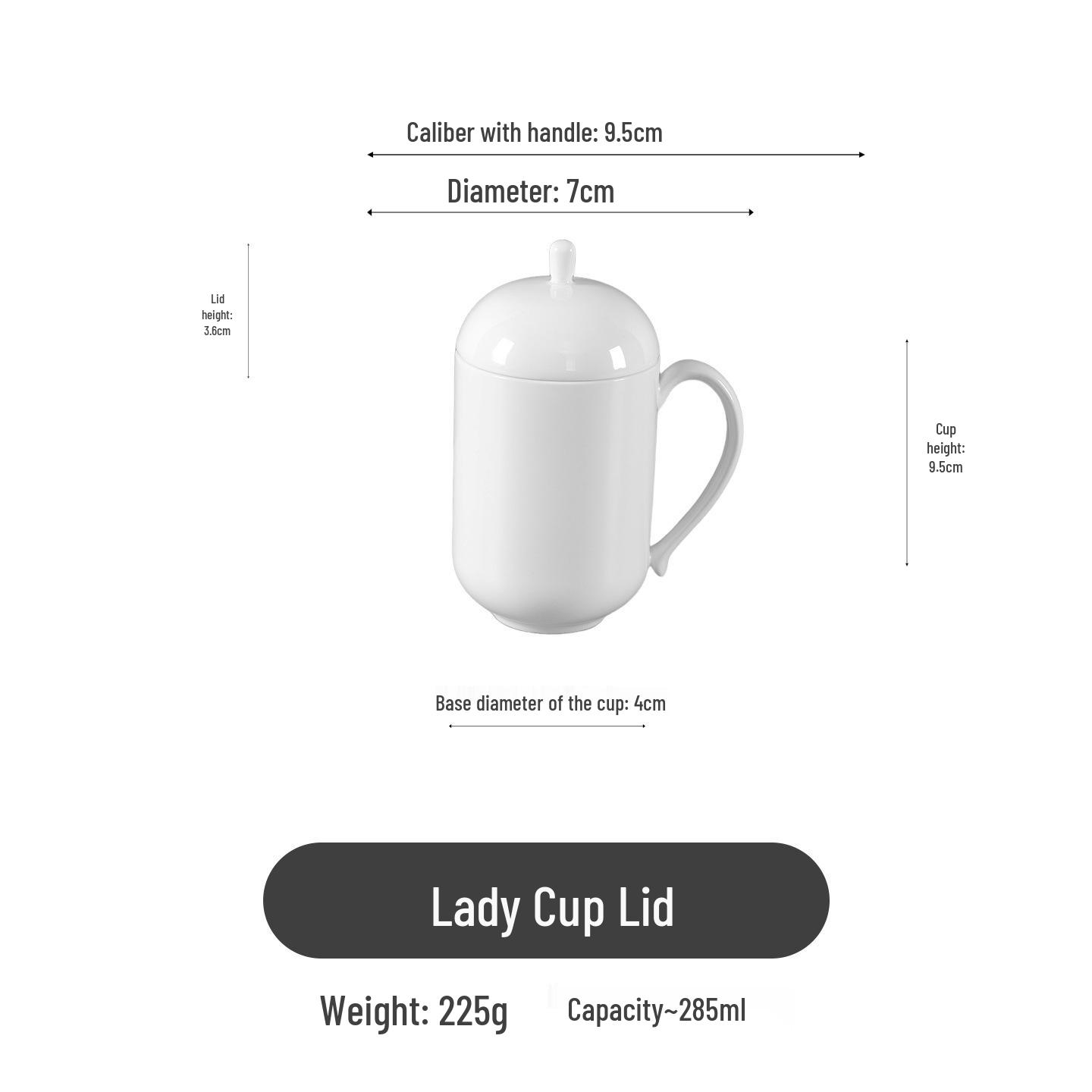 Bone China Ceramic Tea Cup with Lid – White Office Drinking Cup, Custom Logo Available 285ml