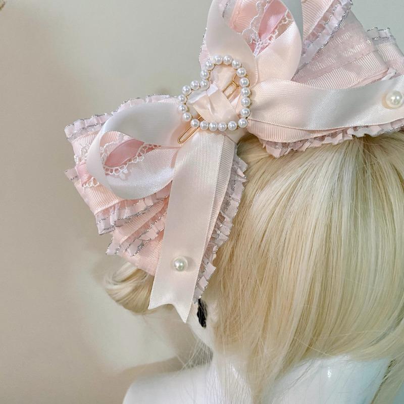 Handmade Light Pink Bow Headband Lolita Headwear Cute Kc Elegant Girls Item
