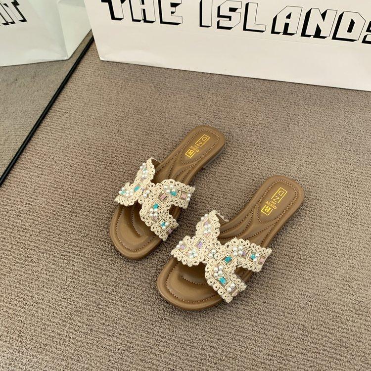 

Xiaoxiangfeng cool slippers women s outer wear 2025 summer new niche design seaside beach one-word slippers 40 хаки