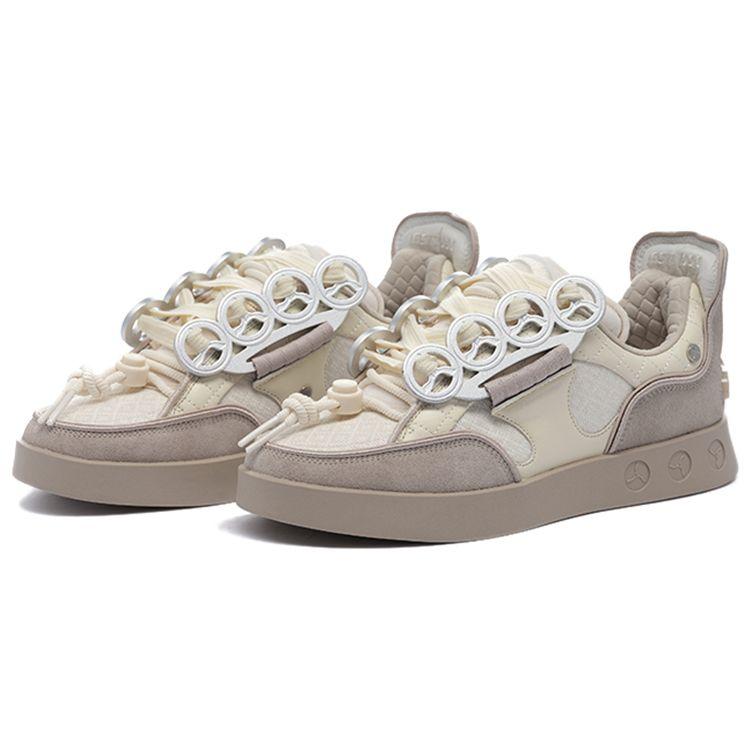 Li Ning 1990 Fabric Leather Comfortable Trendy Heavy Duty Lightweight Breathable Low Top Skate Shoes Men Sneaker Brown ALHS021-2