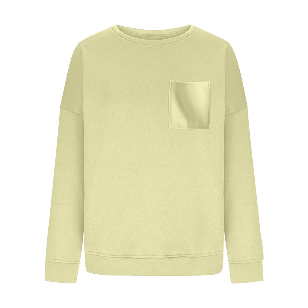 Women's Casual Fashion Round Neck Long Sleeve Sweatshirt With Pockets