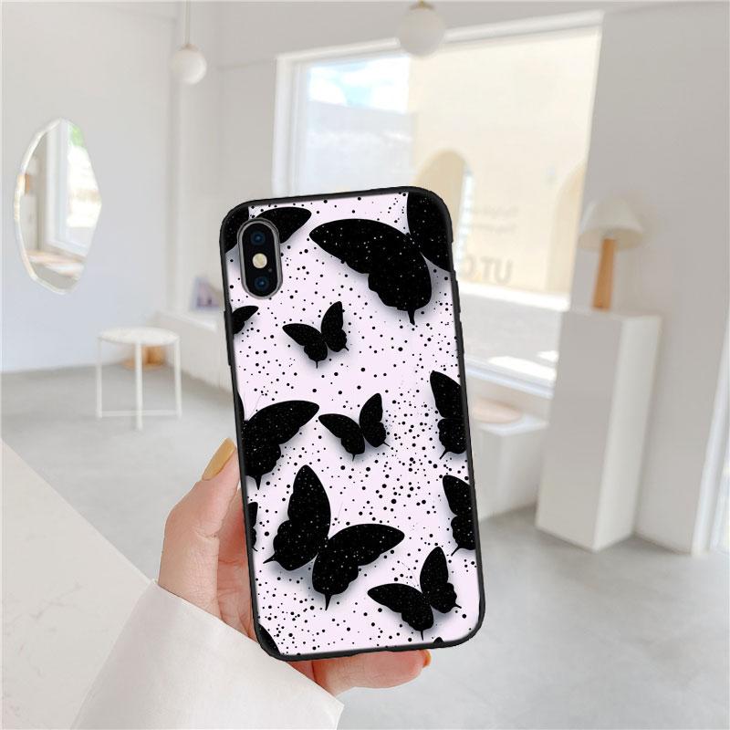 FM17 Colorful Butterfly Soft Shell Phone Case for iPhone 16 15 14 13 12 Pro Max Plus Mini