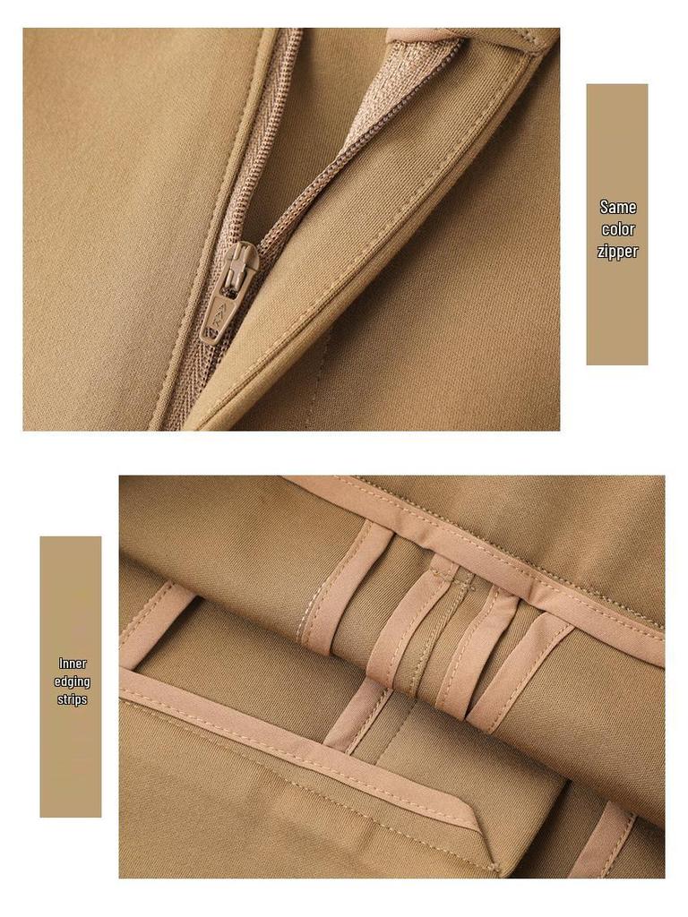 Women's Elastic Waist Straight-Leg Baguette Pants - Spring 2025 Slimming Cotton Stretch Cigarette Pants