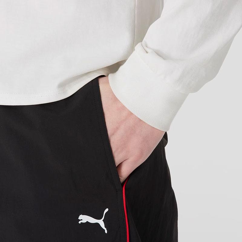 Puma Série Style de Vie Sportif Lettre Mode Lacets Respirant Short Décontracté Cinq Points Shorts Homme Noir 633081-01