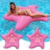 140CM Pink Star Shaped Floating Raft Lounge Inflatable Pool Lounger Mat for Swimming Pool Water Sports Air Mattress Accessories