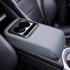 2 in 1 Car Armrest Cushion with Cup Holders, PU Leather Center Console Pad, Portable Height Adjustable Pillow for Comfort Suppor
