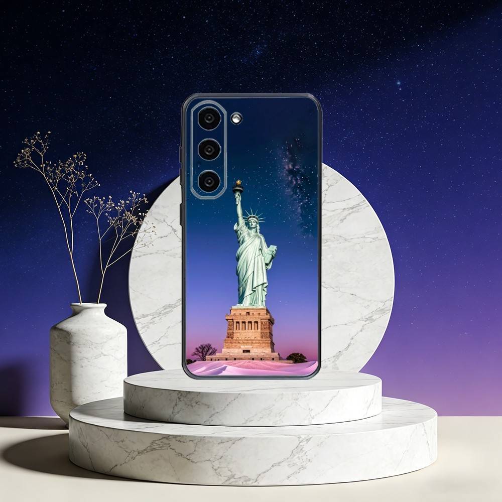 

America USA Flag S-Statue Liberty Phone Case For Samsung Galaxy A73,A72,A71,A70,A53,A52,A51,Others Soft Black Cover Samsung a41
