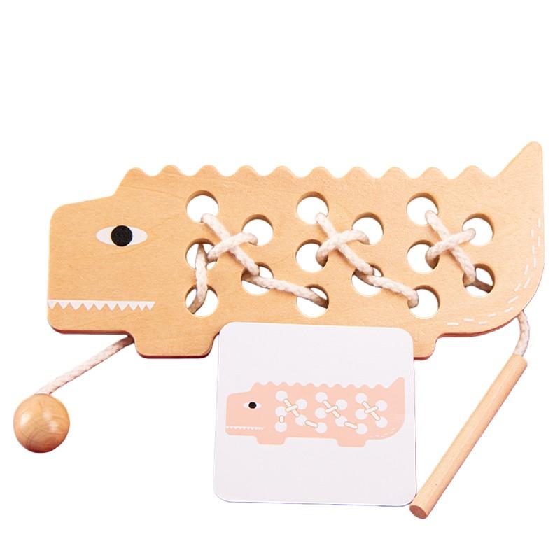 

Wooden Lacing Toy Montessori Toys Beech Educational Threading Activity Puzzles Wooden Educational Toy Crocodile Threading Board