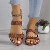Cross-border foreign trade flat-bottomed slippers women's summer new hollowed-out one-character soft-soled casual large-size women's shoes