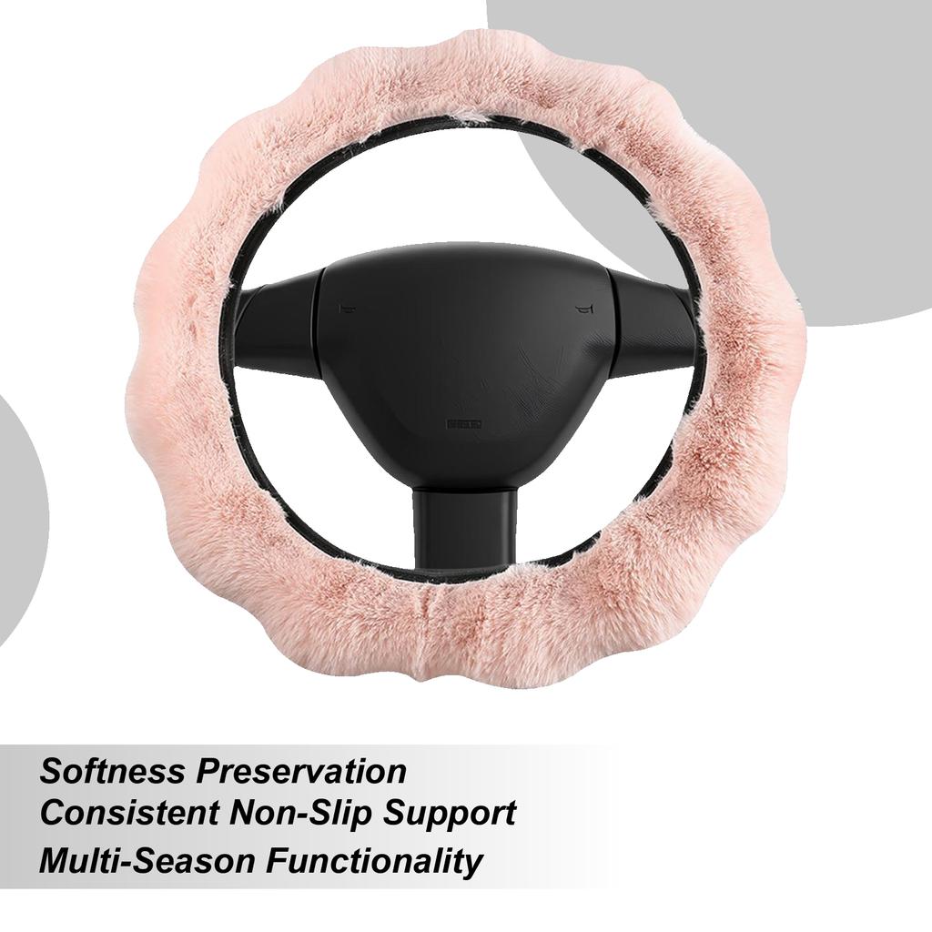 Plush Steering Wheel Cover Auto Interior Accessories Stuffed Steering Wheel Wrap For Drivers Men Women Sedans Trucks SUVs RVs
