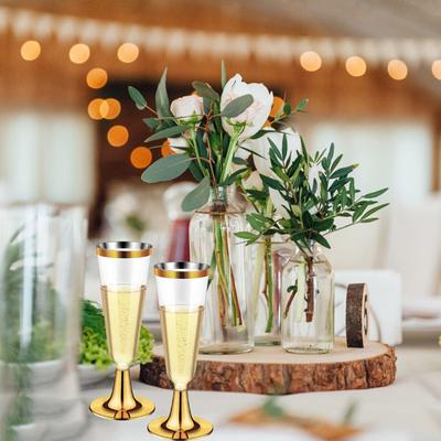 50 Stück 5OZ Einweg-Weinglas Party Plastik-Champagnerflöten Cocktail Erdbeere Toastglas für Hochzeit Bar Party Camping