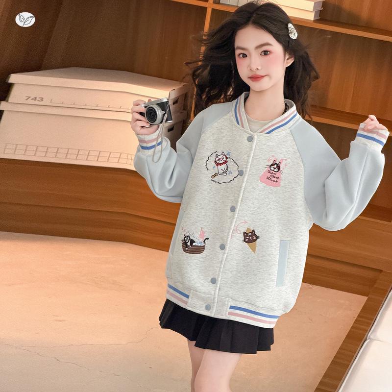 Trendige Baseballjacke für Mädchen: Stilvoller Frühling/Herbst Lockerer Schnitt 2026