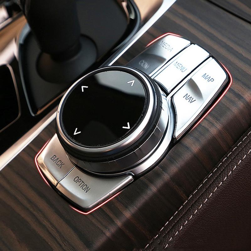 Chrome ABS Car Multimedia Button Cover Trim Parking Brake Button Sticker For BMW G01 G30 G38 5 Series 2017-2021 Auto