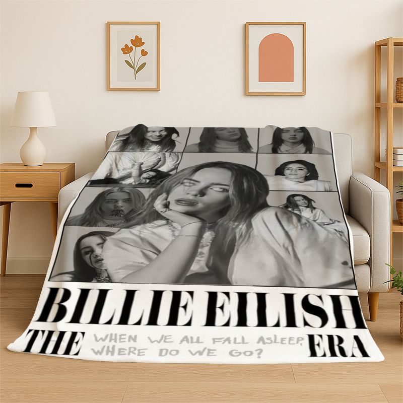 Famous Singer Billie Eilish Star Soft Flannel Throw Blanket,Warm Cozy Blanket for Bed,Couch,Sofa,Bedroom,Living Room,Travel