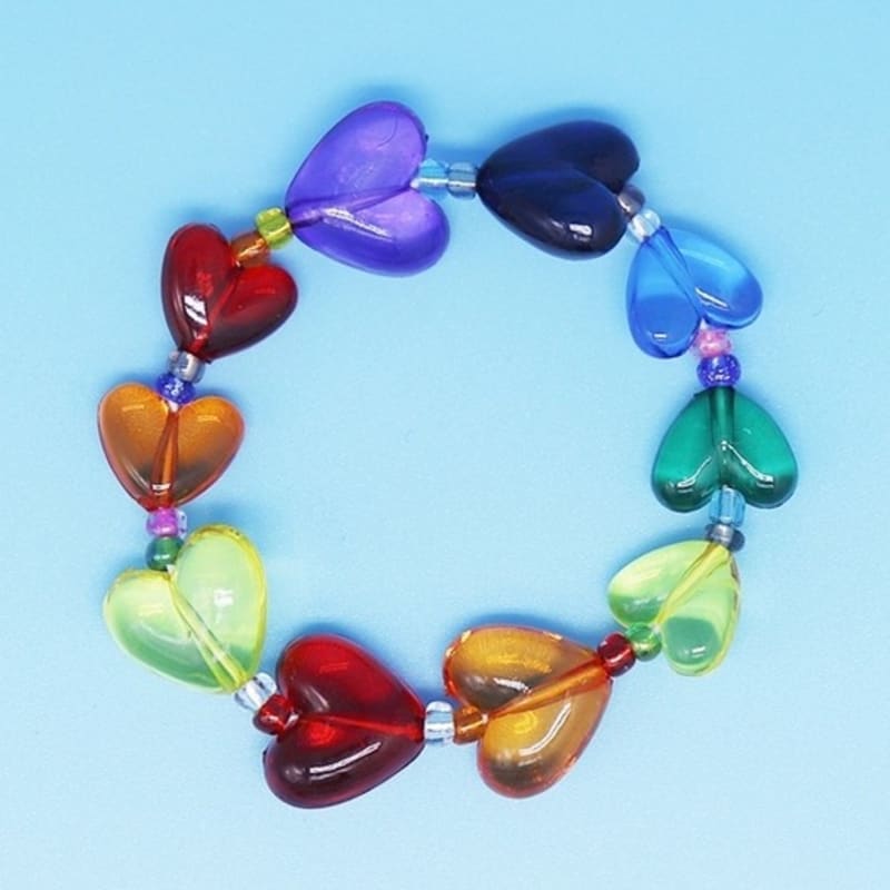 BONBEAU Fancy heart line beads Bracelet Colored heart ball bead bracelet 6 colors
