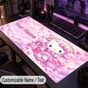 Custom Text Big Mousepad, Extended Desk Pad For Laptop Work GameHello Kitty