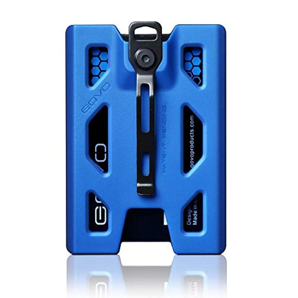 GOVO Badge Heavy Duty Polycarbonate Card Holder with Metal Clip 4 Card Slots Holder/Wallet - ID/Credit & (Holds 1-4 Cards) (Blue)