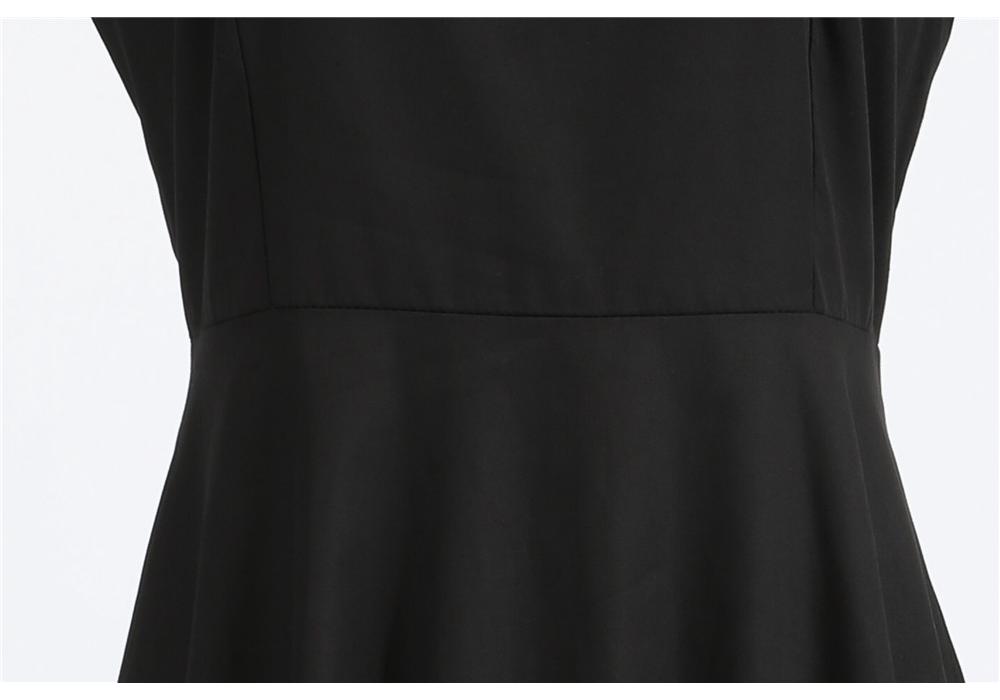 2023 Summer Retro Solid Color Short Sleeve Swing Dress