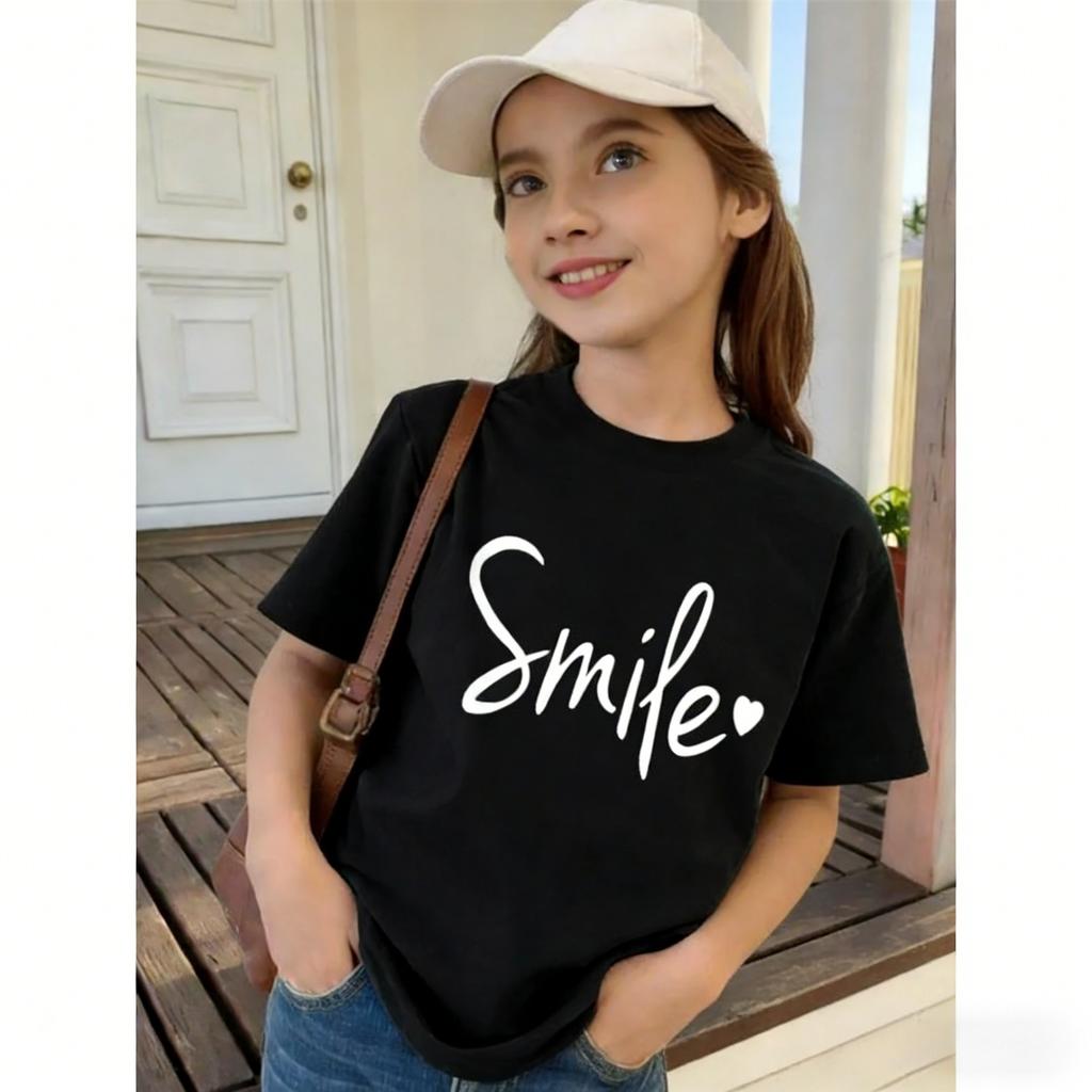 Summer New Children Tee Star Graphic Round Neck T-Shirt Girl Clothes Short Sleeve Outdoor Breathable Top Clothing