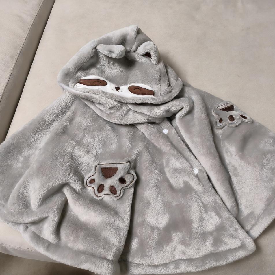

Baby Outdoor Cloak Cloak Autumn and Winter Super Cute Raccoon Baby Winter Wear Windproof Shawl Coat 1-3 years old сірий колір