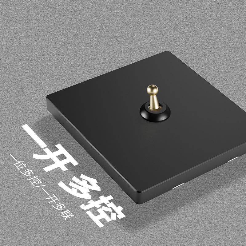 86 Type French Black Retro Industrial Brass Toggle Switch Panel for Hotels and B&Bs