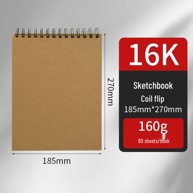 Thickened Sketchbook: 16 Coil-Bound Sheets, 8 Drawing Pages for Kids, Free Shipping