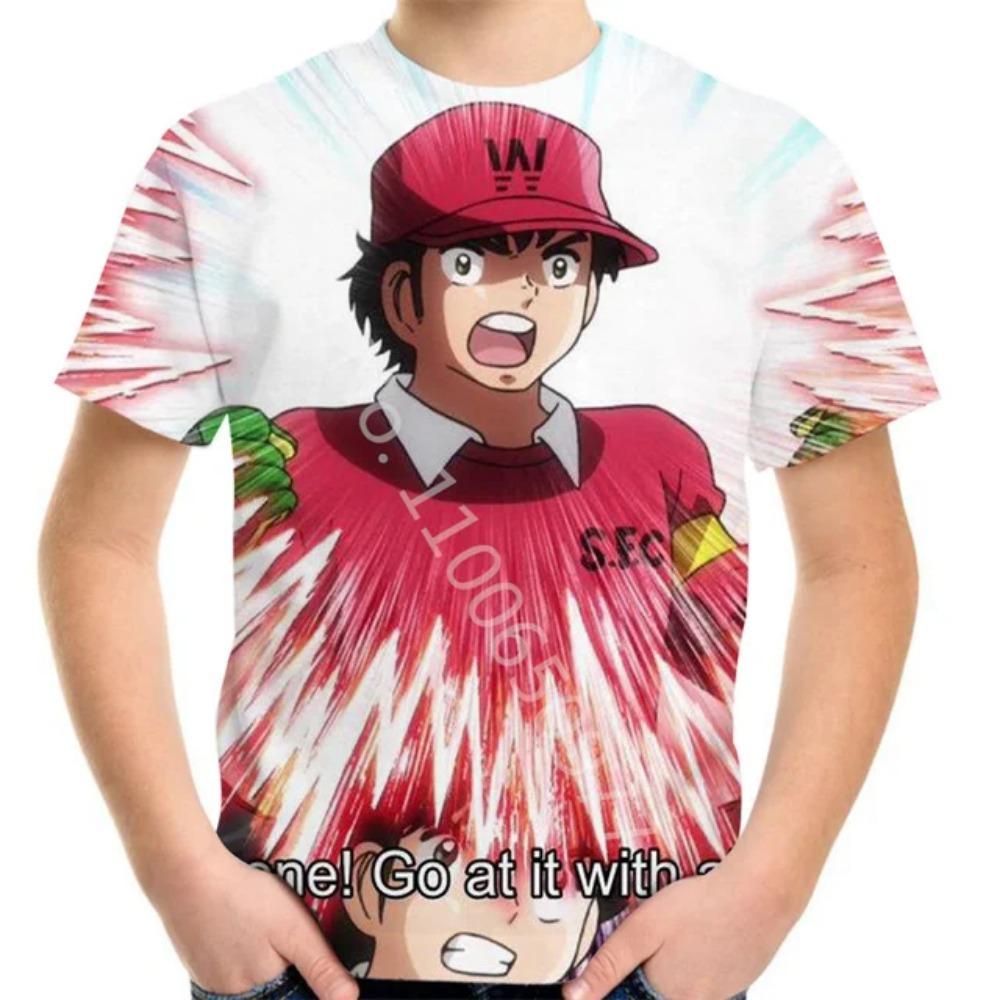Summer 4-20Y Teen Children Cartoon T-Shirt Football Soccer Anime Captain Tsubasa 3D Print T Shirt For Boy Girl Kids Fashion Tops