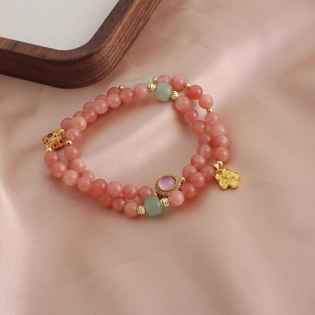 Bracelet Duobao Peach Blossom Natural Crystal Bracelet Growing National Style Versatile Simple Fashion Bracelet