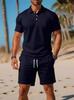 Men's Summer Casual Sports Mesh Polo Shirt & Shorts Set