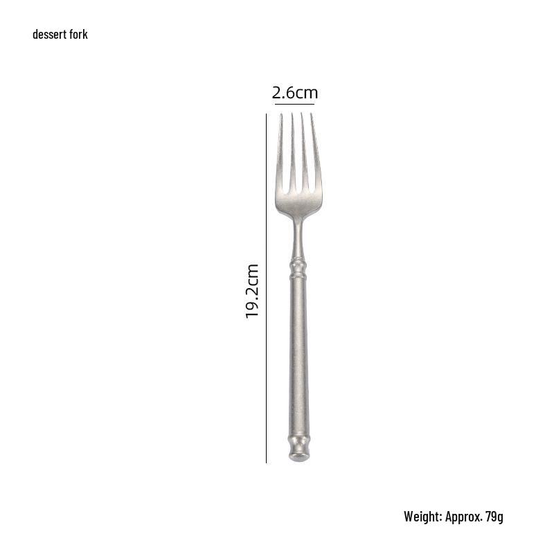 Japanese Snowflake 304 Stainless Steel Matte Cutlery Set: Retro Western Style Steak Knife, Dessert Spoon, Fork.