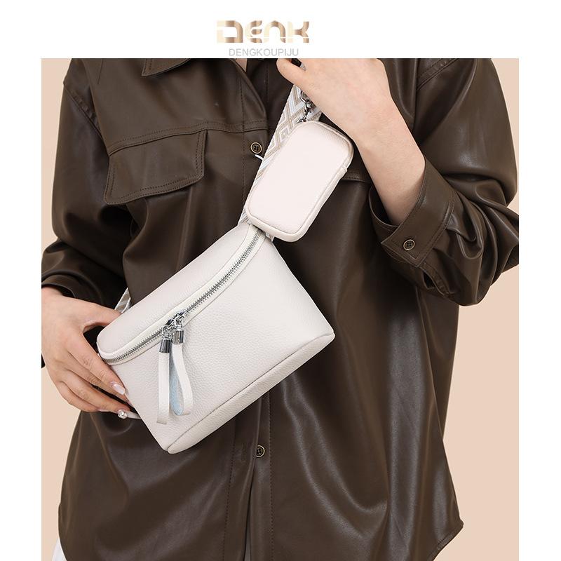 Leather Women's Bags, New Trendy Fashion Breast Bags, First Layer Cowhide Shoulder Messenger Bags, Fanny Packs.
