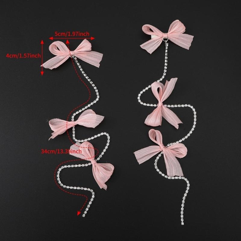 Girl Hair Bows Lovely Bow Hair Clip Women Bowknot Barrettes Hair Bow Clip Chain Hair Bows Cute Hair Bow Side Clip