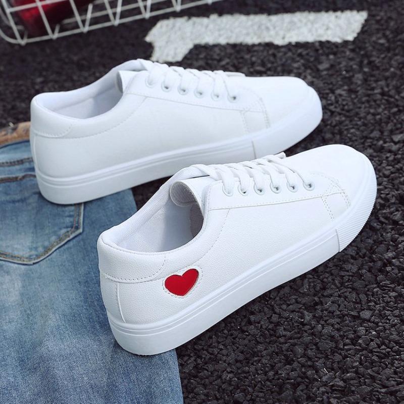 2025 Spring Summer Autumn Foreign Trade Womens Shoes Womens Board Shoes Love Casual Shoes Little White Shoe Low-top Ribbon Shoe