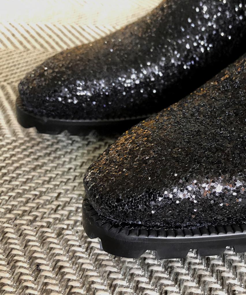 Joenshoe Glitter Side Zipper Boots Black