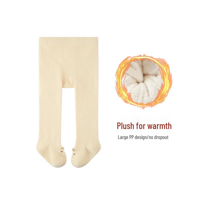 Newborn White Footed Tights: Autumn/Winter Velvet Thickened Big Butt Style for Baby Girls