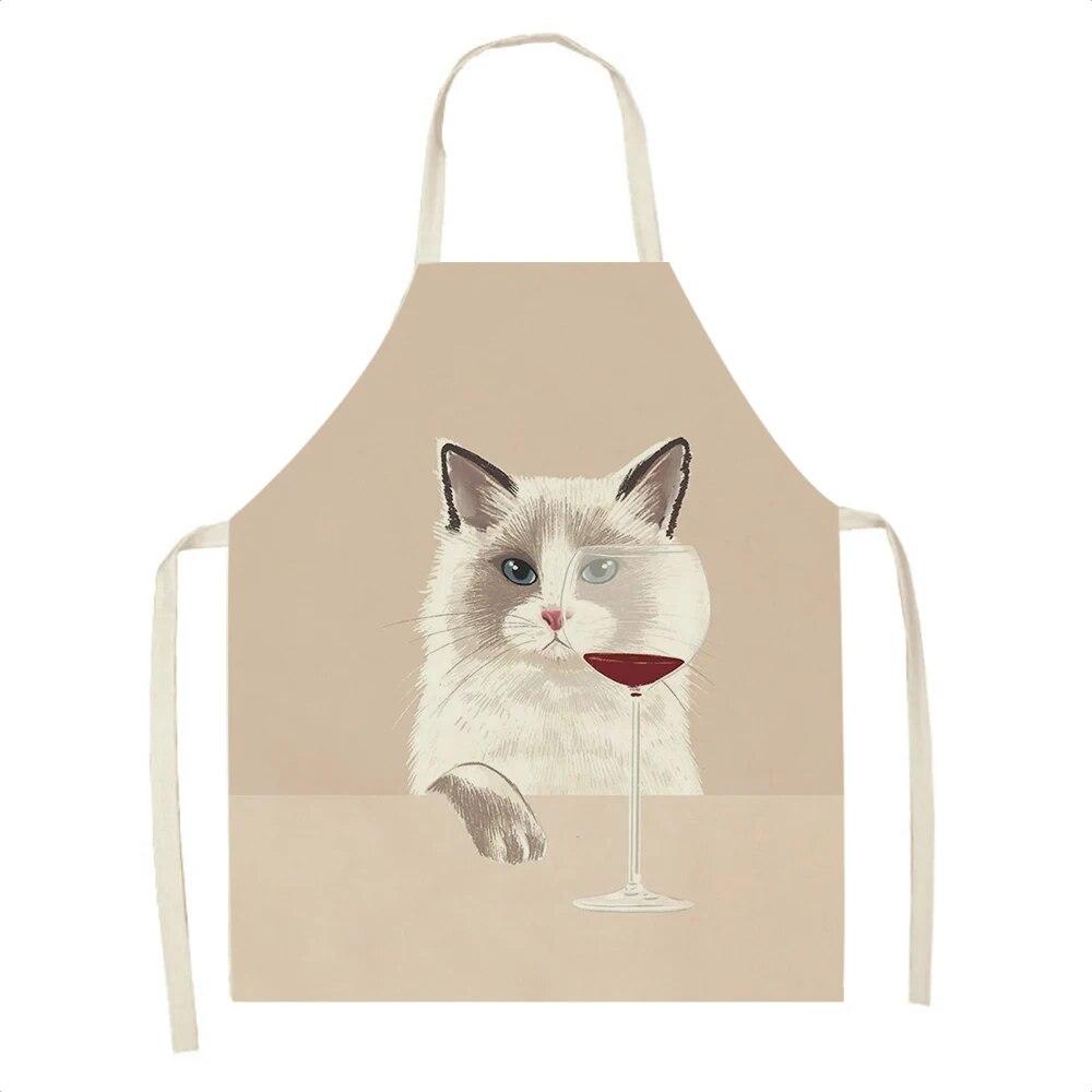 Ladies Men Home Cleaning Baking Cooking Tools Cooking Accessories Kitchen Aprons Linen Cats Wine Aprons