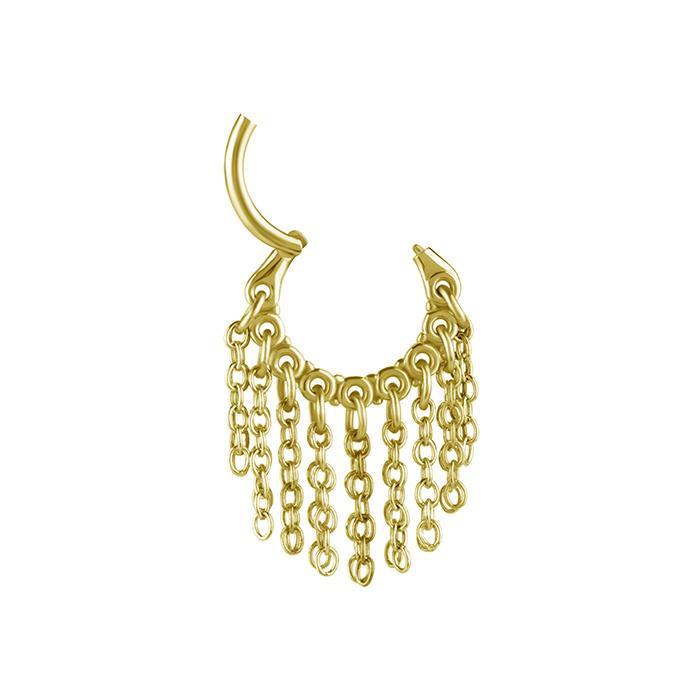 Clicker Hoop Earring With Chains - Gold - K-026 1.2/8