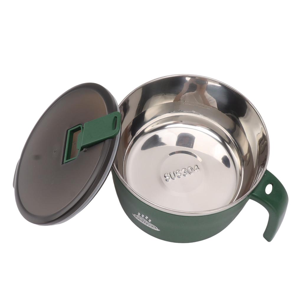 Stainless Steel Instant Noodle Bowl Seal Drain Soup Mug with Lid Phone Holder for Dormitory Office