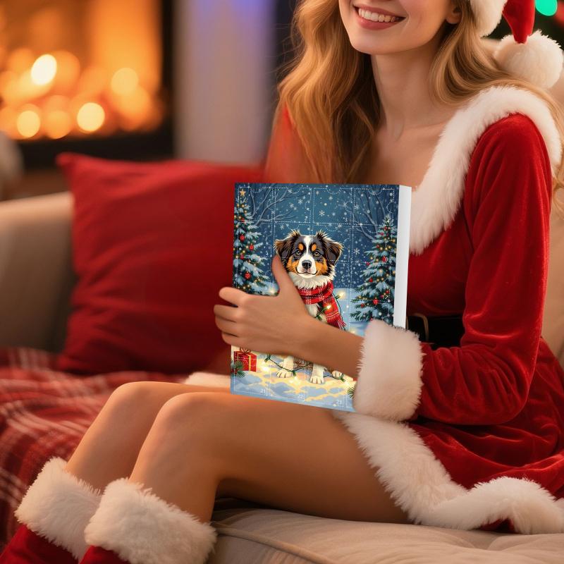 2D Acrylic Puppy Pendant Christmas Ornaments Advent Calendar 24-Day Countdown Calendar Dog Charm For Christmas Tree Decoration