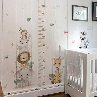 Kinderwachstumskarte Aufkleber Dschungeltiere Höhenlineal Abnehmbare Wandaufkleber Für Kinderzimmer Baby Kinder