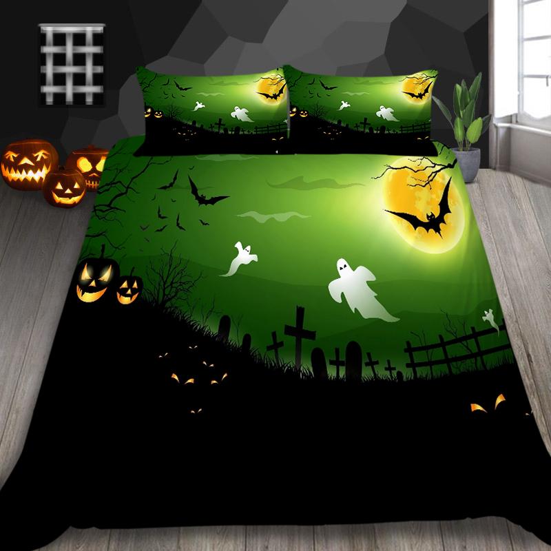Halloween Home Bedding Set Pumpkin Lamp Duvet Cover Full Size Single/Double Bed 2/3 Piece Home Decoration