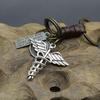 Men's Retro Caduceus Medical Symbol Keychain with Angel Wings Pendant