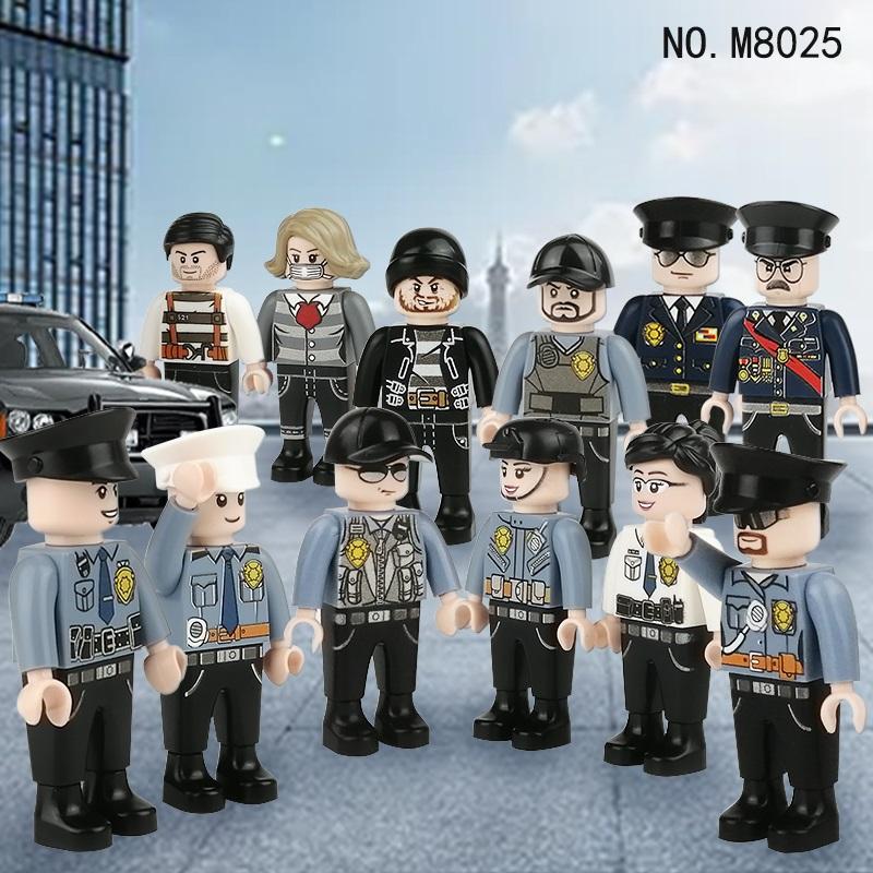 12pcs Sets City Police MOC Military 4.5cm People SWAT Building Blocks Figures Soldier Bricks Mini Toys for Boys Gift Toys