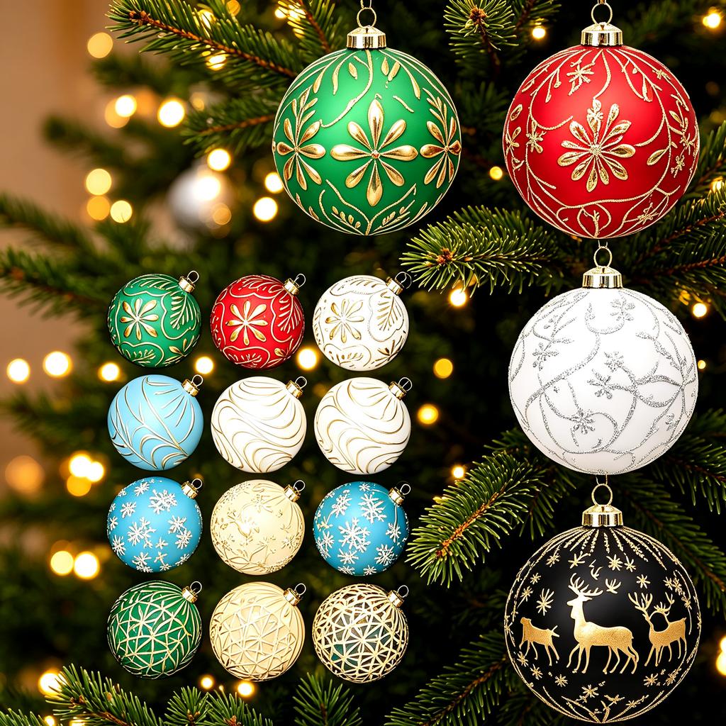 Plastic Christmas Tree Ornament Set with Assorted Painted Electroplated Hanging Balls for Holiday Decorations