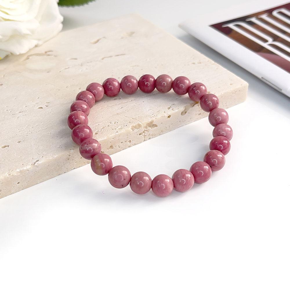 Natural Stone pink zebra Beaded Bracelet 6/8mm Dalmatian Jasper Rhodochrosite Agate Bracelet Gemstone Beads Bracelet
